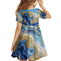Polynesian Tribal Tattoo Family Matching Short Sleeve Bodycon Dress and Hawaiian Shirt Swirling Ocean Marble Pattern LT9 - Polynesian Pride
