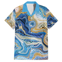 Polynesian Tribal Tattoo Family Matching Short Sleeve Bodycon Dress and Hawaiian Shirt Swirling Ocean Marble Pattern LT9 Dad's Shirt - Short Sleeve Ocean - Polynesian Pride