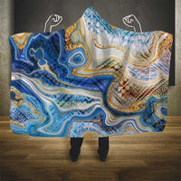 Polynesian Tribal Tattoo Hooded Blanket Swirling Ocean Marble Pattern