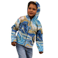Polynesian Tribal Tattoo Kid Hoodie Swirling Ocean Marble Pattern