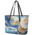 Polynesian Tribal Tattoo Leather Tote Bag Swirling Ocean Marble Pattern