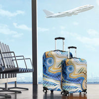 Polynesian Tribal Tattoo Luggage Cover Swirling Ocean Marble Pattern