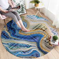 Polynesian Tribal Tattoo Round Carpet Swirling Ocean Marble Pattern LT9 - Polynesian Pride