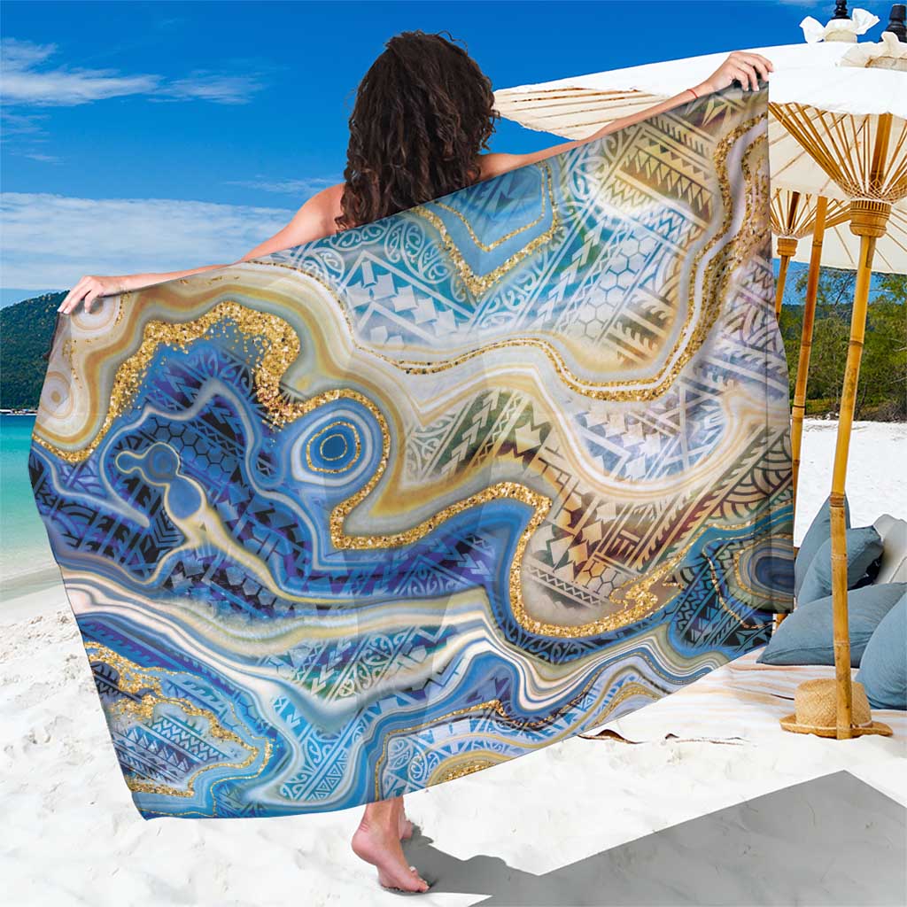 Polynesian Tribal Tattoo Sarong Swirling Ocean Marble Pattern LT9 One Size 44 x 66 inches Ocean - Polynesian Pride