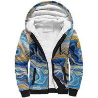 Polynesian Tribal Tattoo Sherpa Hoodie Swirling Ocean Marble Pattern