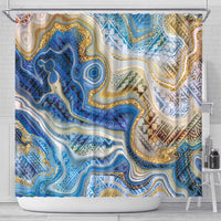 Polynesian Tribal Tattoo Shower Curtain Swirling Ocean Marble Pattern