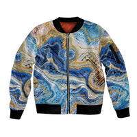 Polynesian Tribal Tattoo Sleeve Zip Bomber Jacket Swirling Ocean Marble Pattern