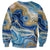 Polynesian Tribal Tattoo Sweatshirt Swirling Ocean Marble Pattern
