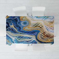 Polynesian Tribal Tattoo Tablecloth Swirling Ocean Marble Pattern