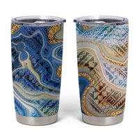 Polynesian Tribal Tattoo Tumbler Cup Swirling Ocean Marble Pattern