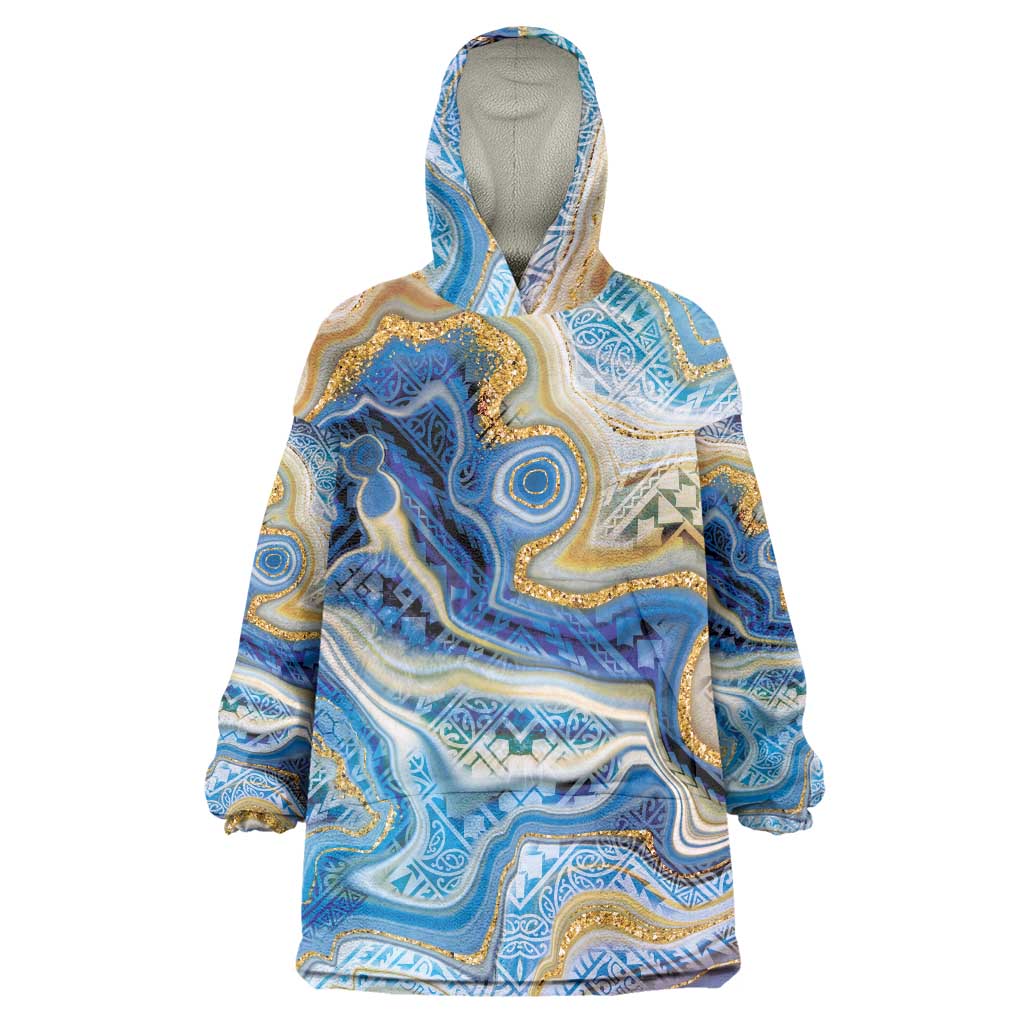 Polynesian Tribal Tattoo Wearable Blanket Hoodie Swirling Ocean Marble Pattern LT9 One Size Ocean - Polynesian Pride