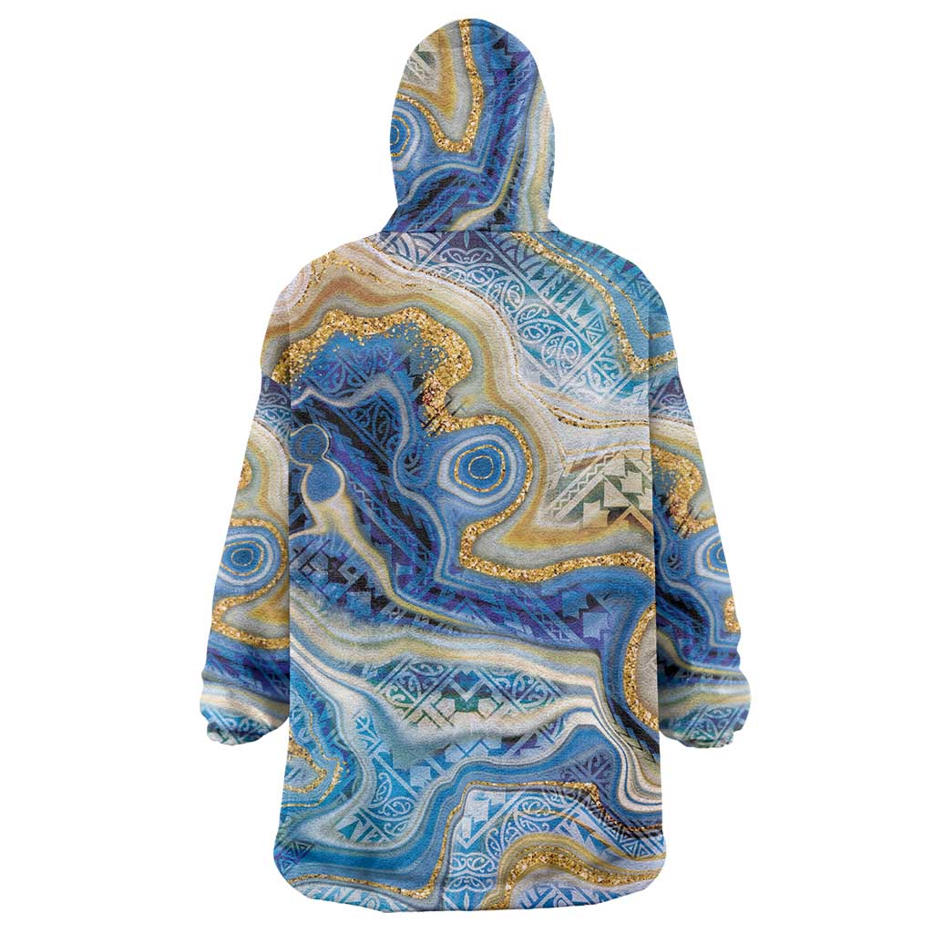 Polynesian Tribal Tattoo Wearable Blanket Hoodie Swirling Ocean Marble Pattern