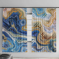 Polynesian Tribal Tattoo Window Curtain Swirling Ocean Marble Pattern