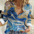 Polynesian Tribal Tattoo Women Casual Shirt Swirling Ocean Marble Pattern