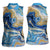 Polynesian Tribal Tattoo Women Sleeveless Polo Shirt Swirling Ocean Marble Pattern