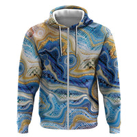 Polynesian Tribal Tattoo Zip Hoodie Swirling Ocean Marble Pattern LT9 Zip Hoodie Ocean - Polynesian Pride