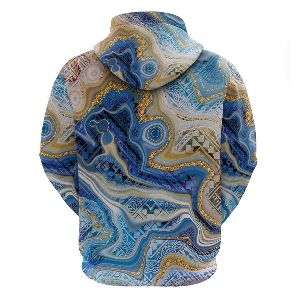 Polynesian Tribal Tattoo Zip Hoodie Swirling Ocean Marble Pattern LT9 - Polynesian Pride
