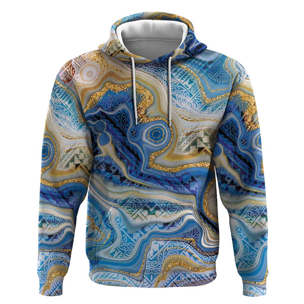 Polynesian Tribal Tattoo Zip Hoodie Swirling Ocean Marble Pattern LT9 Pullover Hoodie Ocean - Polynesian Pride