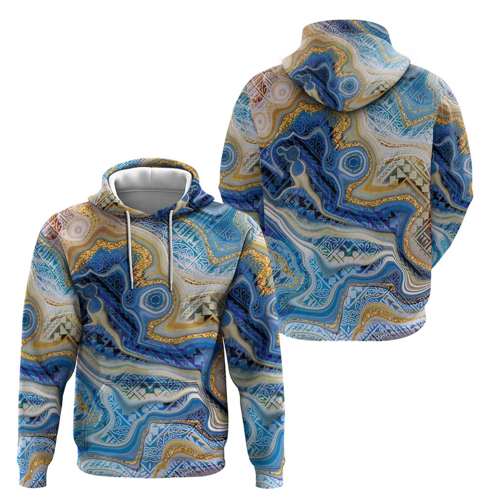 Polynesian Tribal Tattoo Zip Hoodie Swirling Ocean Marble Pattern LT9 - Polynesian Pride