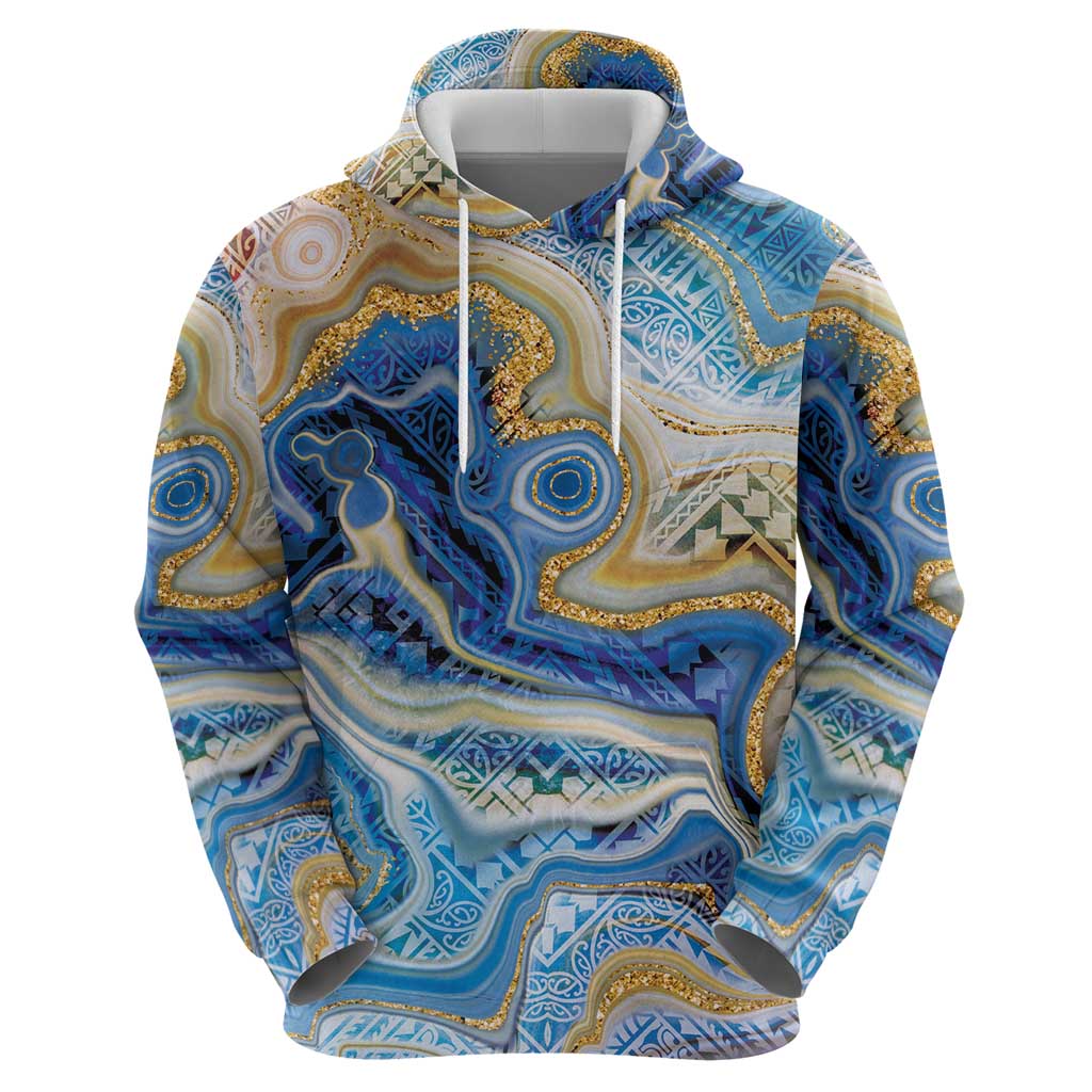 Polynesian Tribal Tattoo Zip Hoodie Swirling Ocean Marble Pattern LT9 - Polynesian Pride
