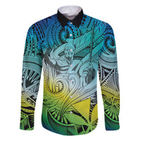 Personalised Aloha King Kamehameha Spirits Family Matching Puletasi and Hawaiian Shirt Art Special LT9 Dad's Shirt - Long Sleeve Art - Polynesian Pride