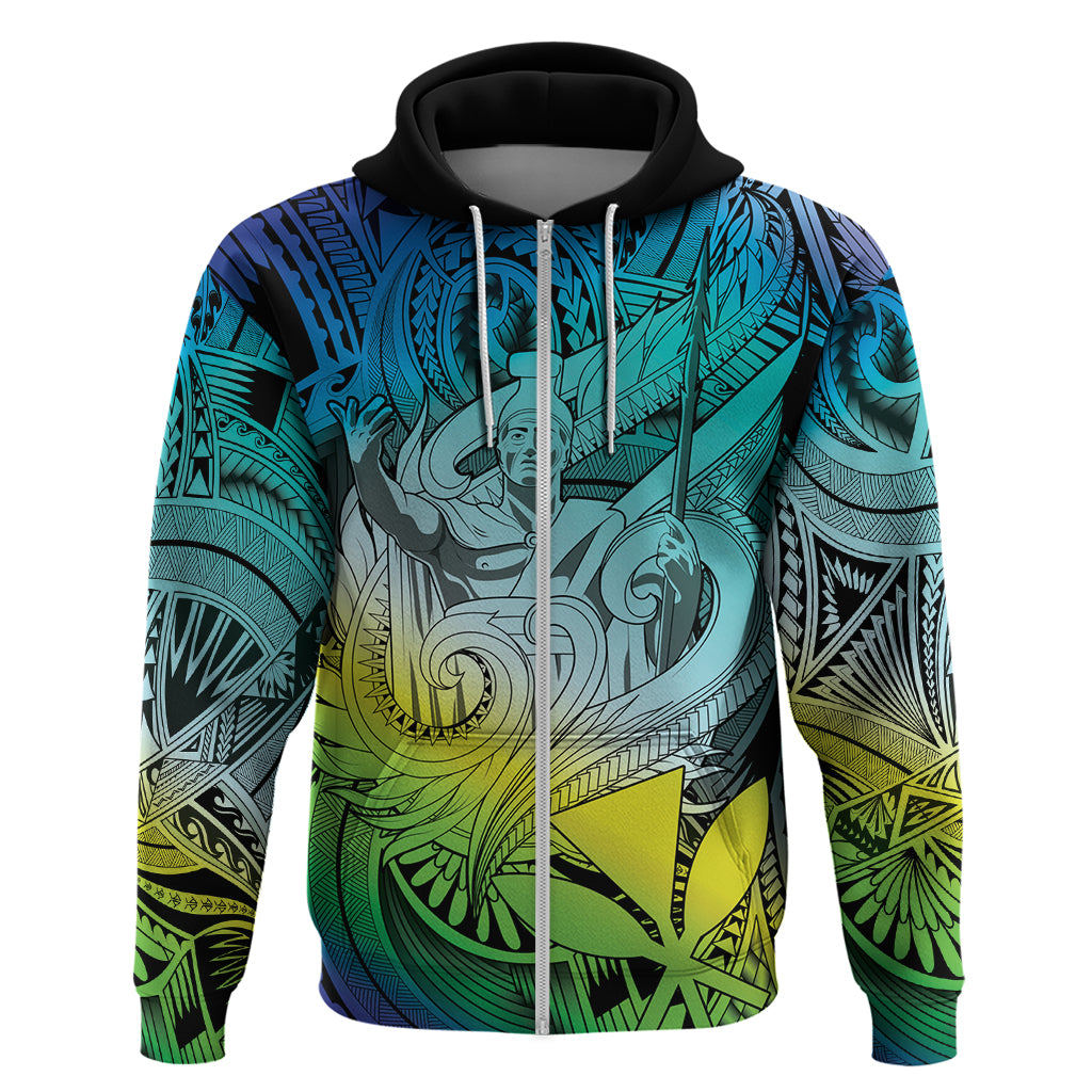 Personalised Aloha King Kamehameha Spirits Hoodie Art Special LT9 Zip Hoodie Art - Polynesian Pride
