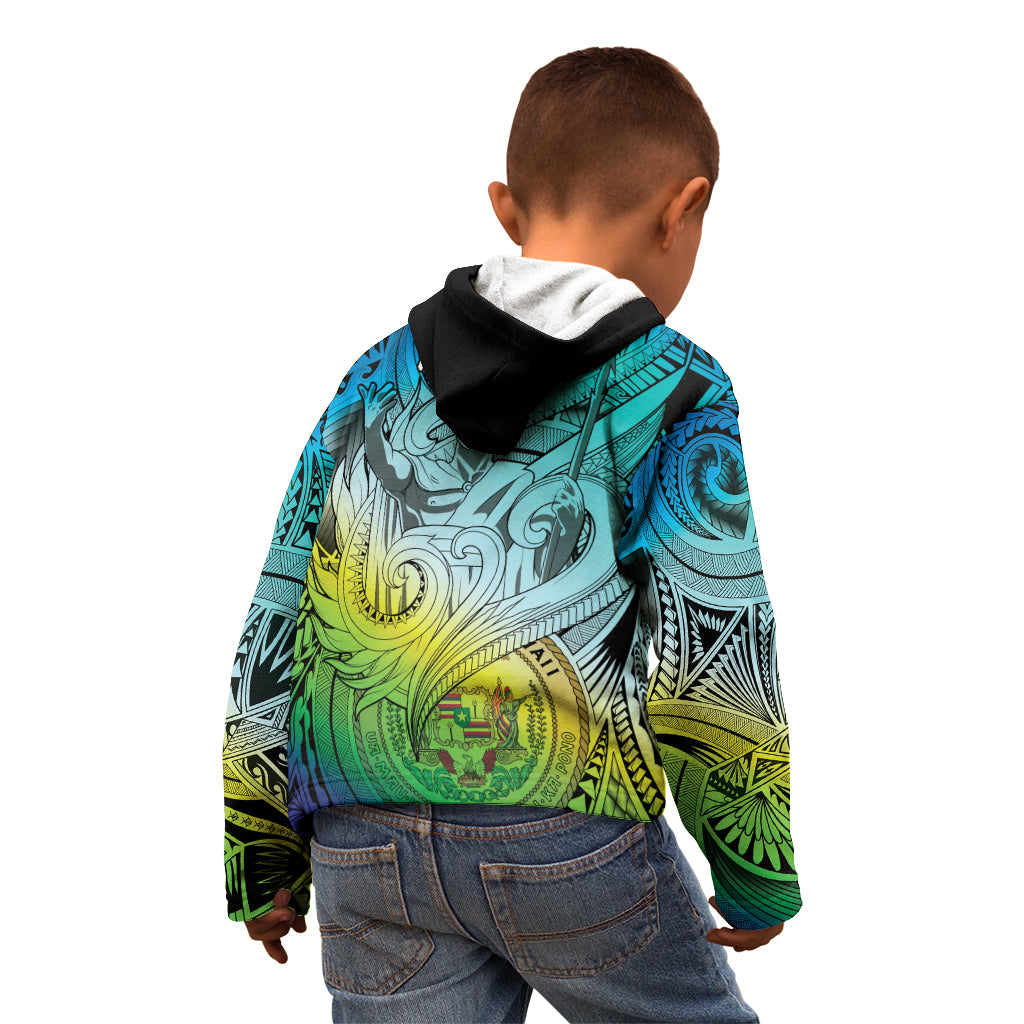 Personalised Aloha King Kamehameha Spirits Kid Hoodie Art Special LT9 - Polynesian Pride