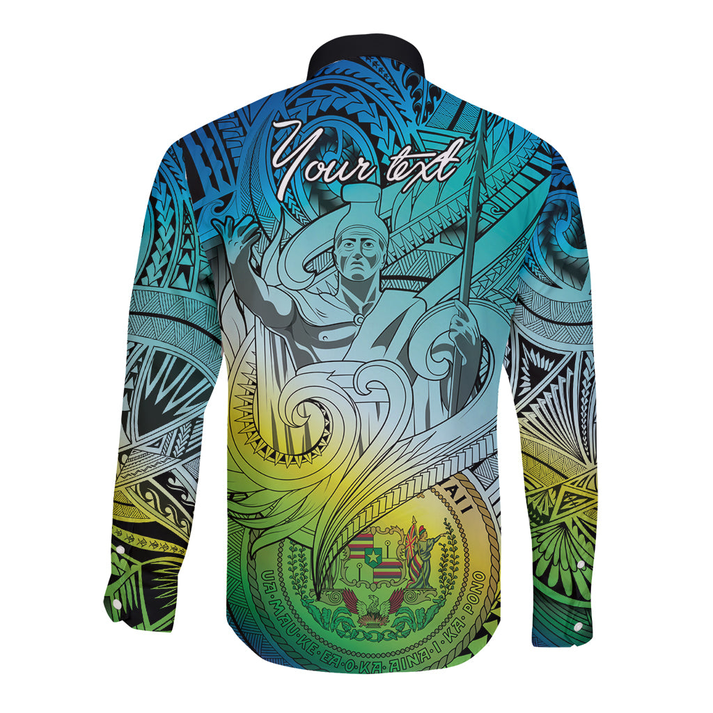 Personalised Aloha King Kamehameha Spirits Long Sleeve Button Shirt Art Special LT9 - Polynesian Pride