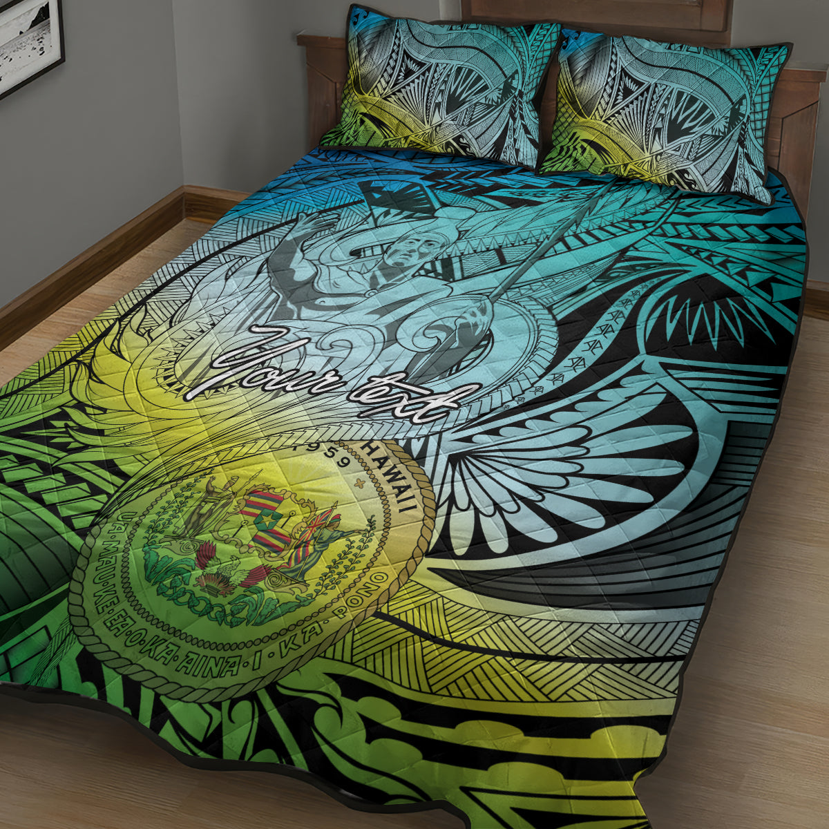 Personalised Aloha King Kamehameha Spirits Quilt Bed Set Art Special