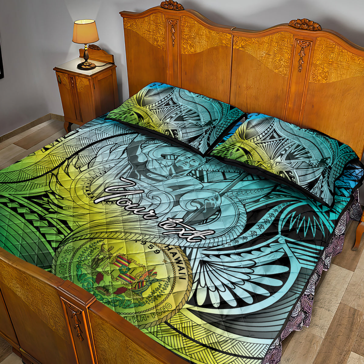 Personalised Aloha King Kamehameha Spirits Quilt Bed Set Art Special
