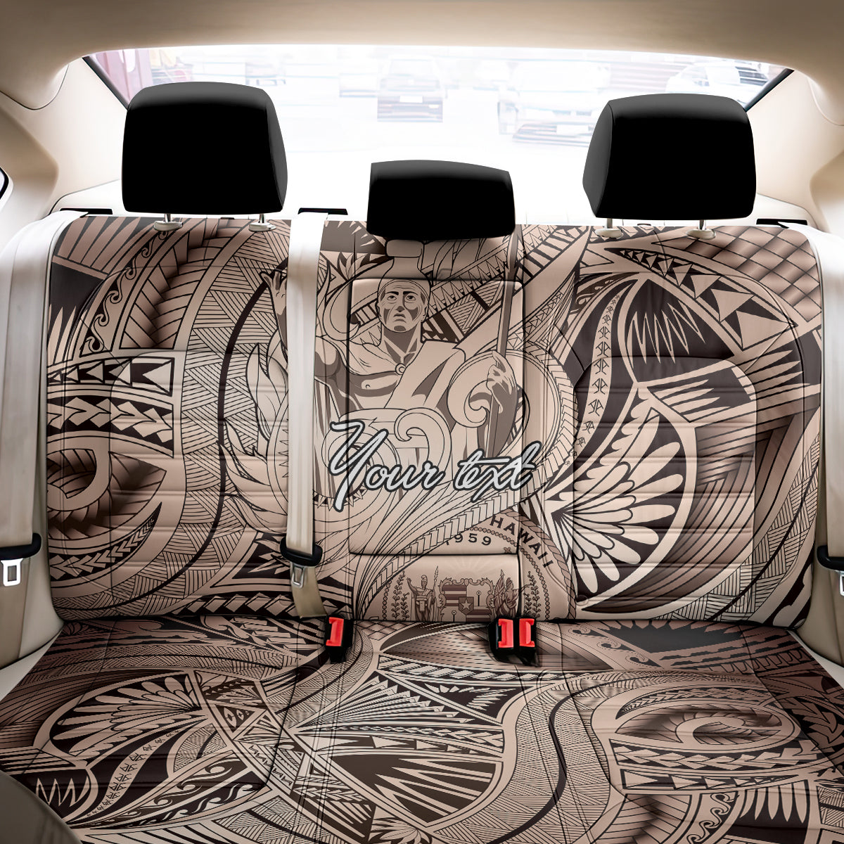 Personalised Aloha King Kamehameha Spirits Back Car Seat Cover Beige Special LT9
