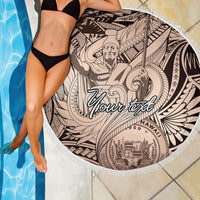 Personalised Aloha King Kamehameha Spirits Beach Blanket Beige Special