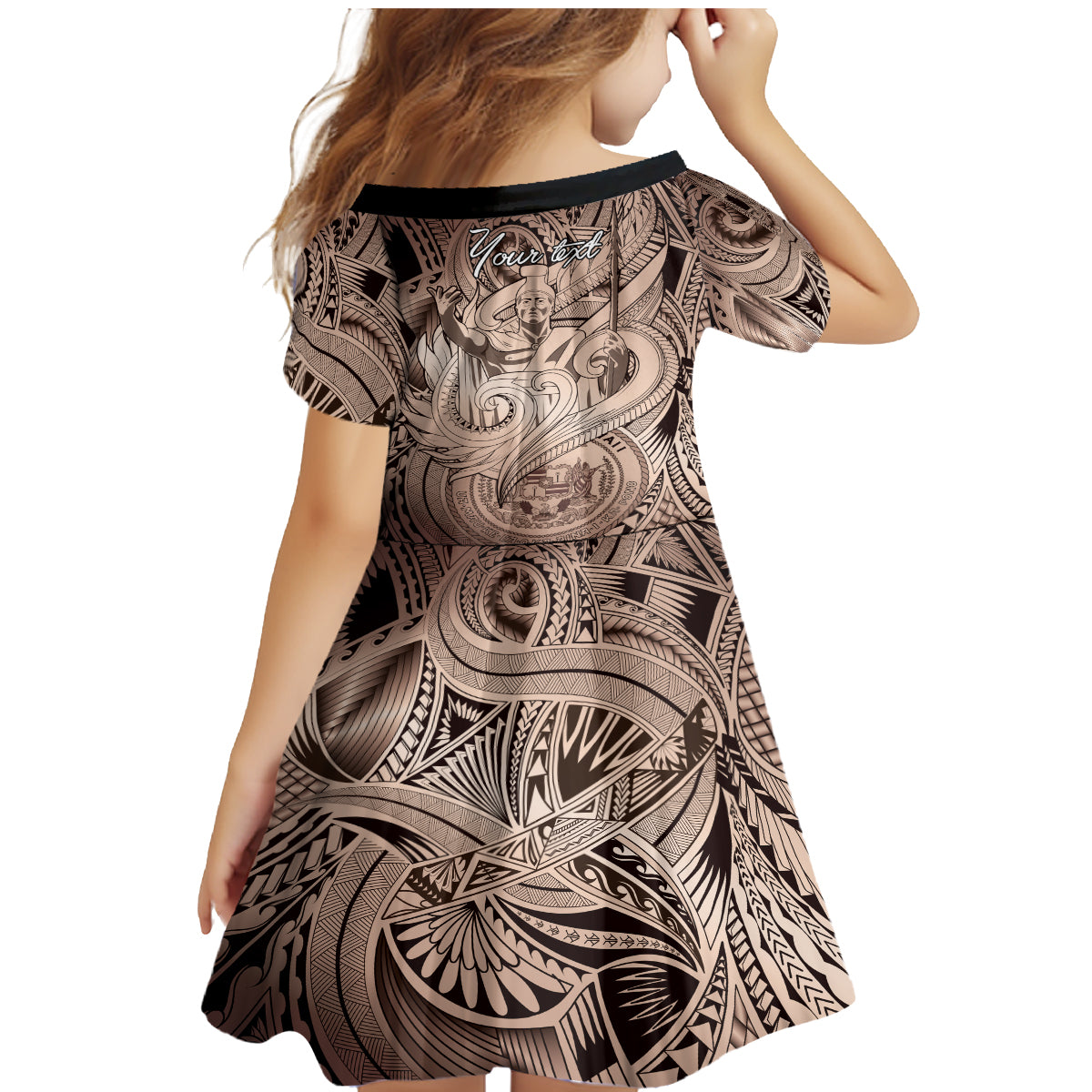 Personalised Aloha King Kamehameha Spirits Family Matching Mermaid Dress and Hawaiian Shirt Beige Special LT9 - Polynesian Pride