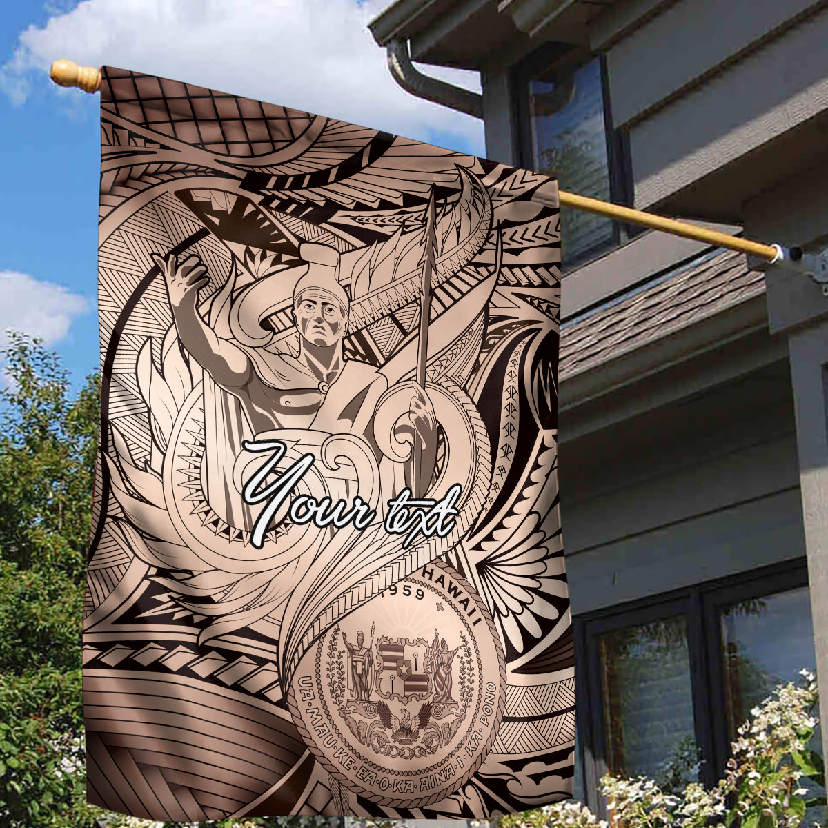 Personalised Aloha King Kamehameha Spirits Garden Flag Beige Special