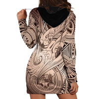 Personalised Aloha King Kamehameha Spirits Hoodie Dress Beige Special LT9 - Polynesian Pride