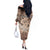 Personalised Aloha King Kamehameha Spirits Off The Shoulder Long Sleeve Dress Beige Special LT9 - Polynesian Pride