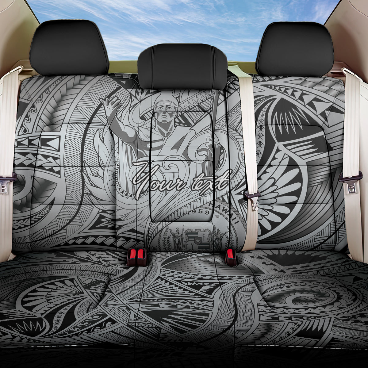 Personalised Aloha King Kamehameha Spirits Back Car Seat Cover Grey Special