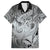 Personalised Aloha King Kamehameha Spirits Family Matching Long Sleeve Bodycon Dress and Hawaiian Shirt Grey Special LT9 Dad's Shirt - Short Sleeve Grey - Polynesian Pride