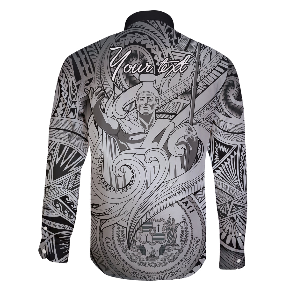 Personalised Aloha King Kamehameha Spirits Family Matching Off Shoulder Long Sleeve Dress and Hawaiian Shirt Grey Special LT9 - Polynesian Pride