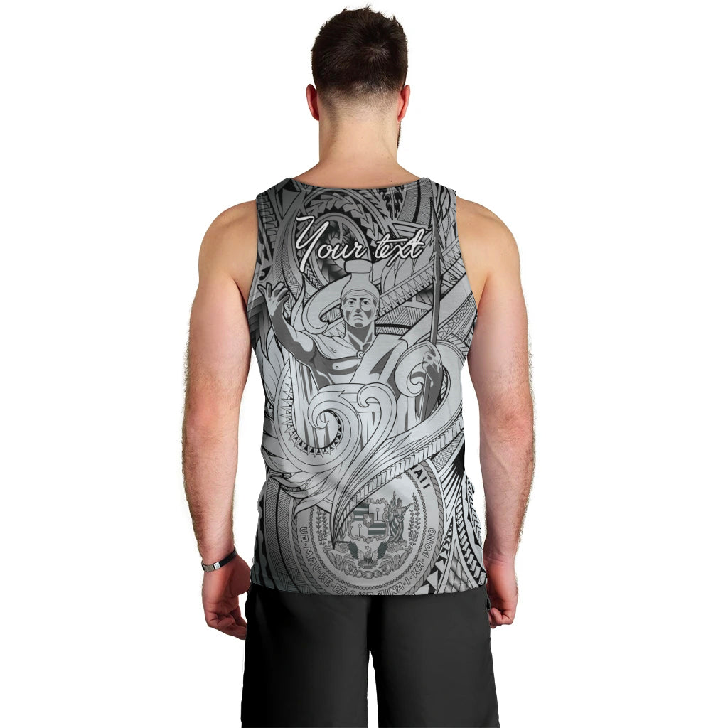 Personalised Aloha King Kamehameha Spirits Men Tank Top Grey Special LT9 - Polynesian Pride