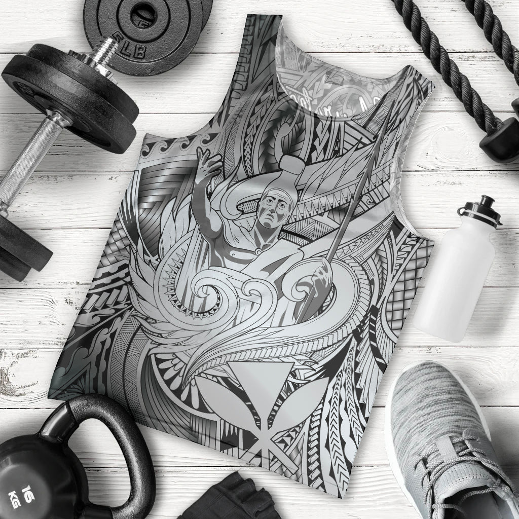 Personalised Aloha King Kamehameha Spirits Men Tank Top Grey Special LT9 - Polynesian Pride