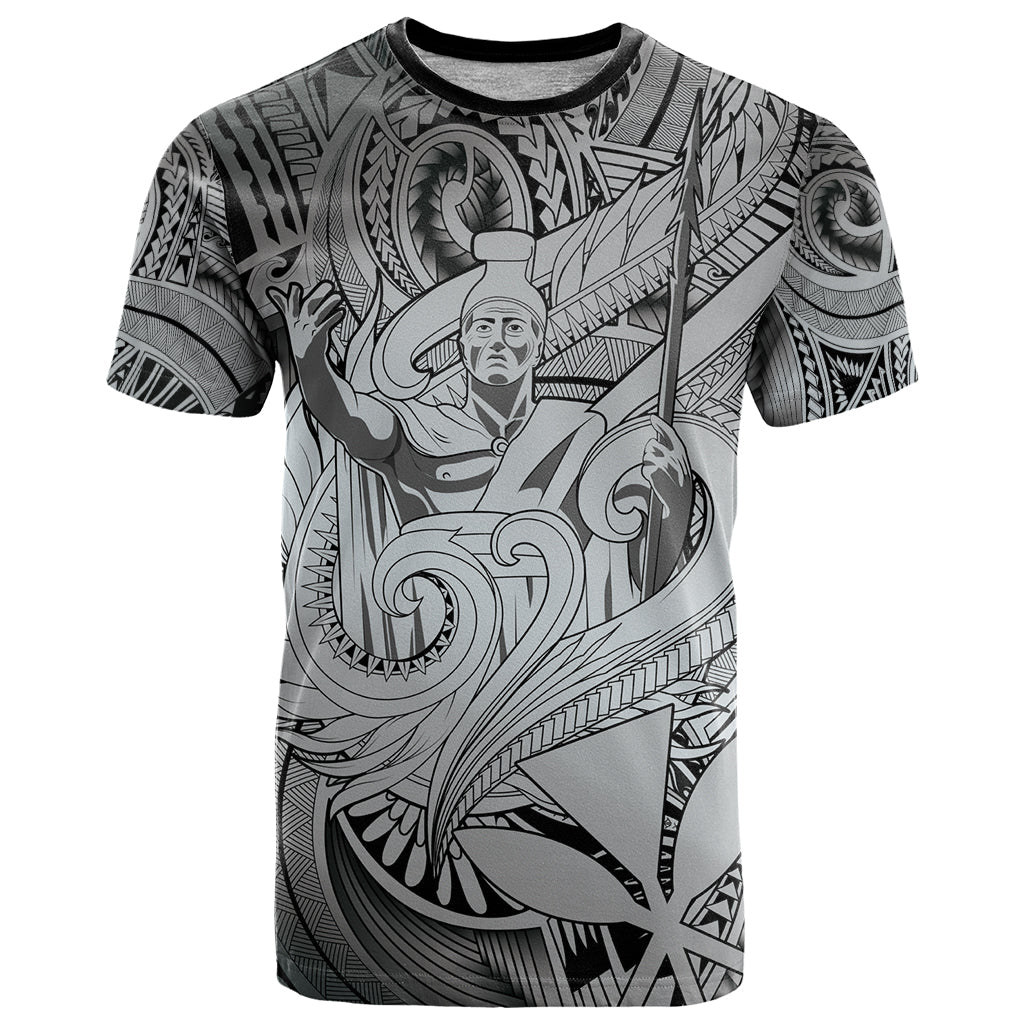 Personalised Aloha King Kamehameha Spirits T Shirt Grey Special LT9 Grey - Polynesian Pride