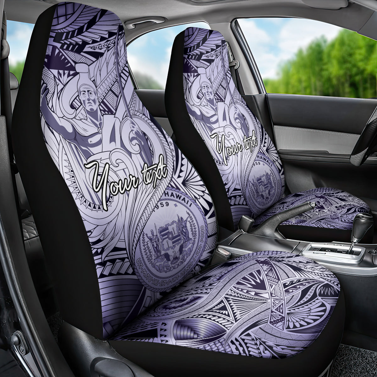 Personalised Aloha King Kamehameha Spirits Car Seat Cover Violet Special
