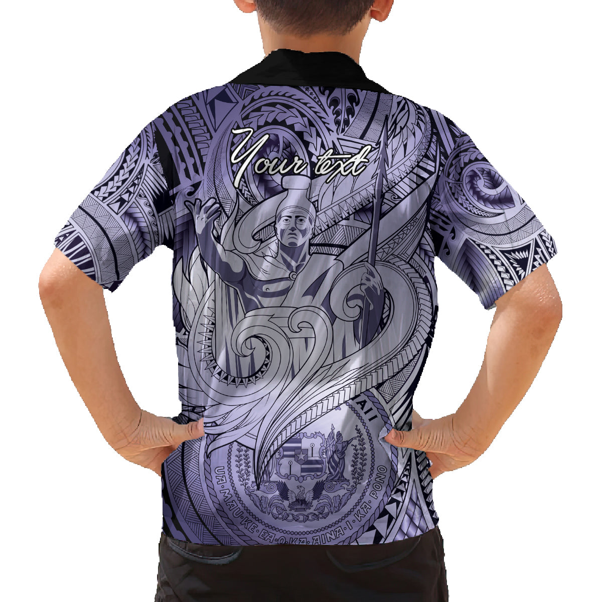 Personalised Aloha King Kamehameha Spirits Family Matching Long Sleeve Bodycon Dress and Hawaiian Shirt Violet Special LT9 - Polynesian Pride