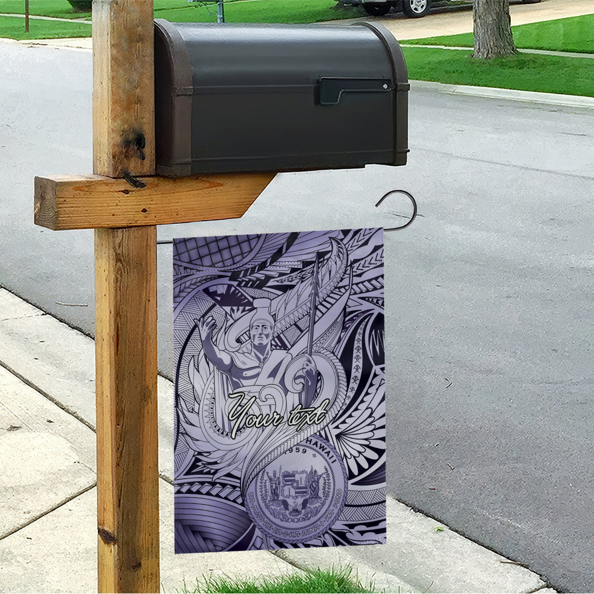 Personalised Aloha King Kamehameha Spirits Garden Flag Violet Special