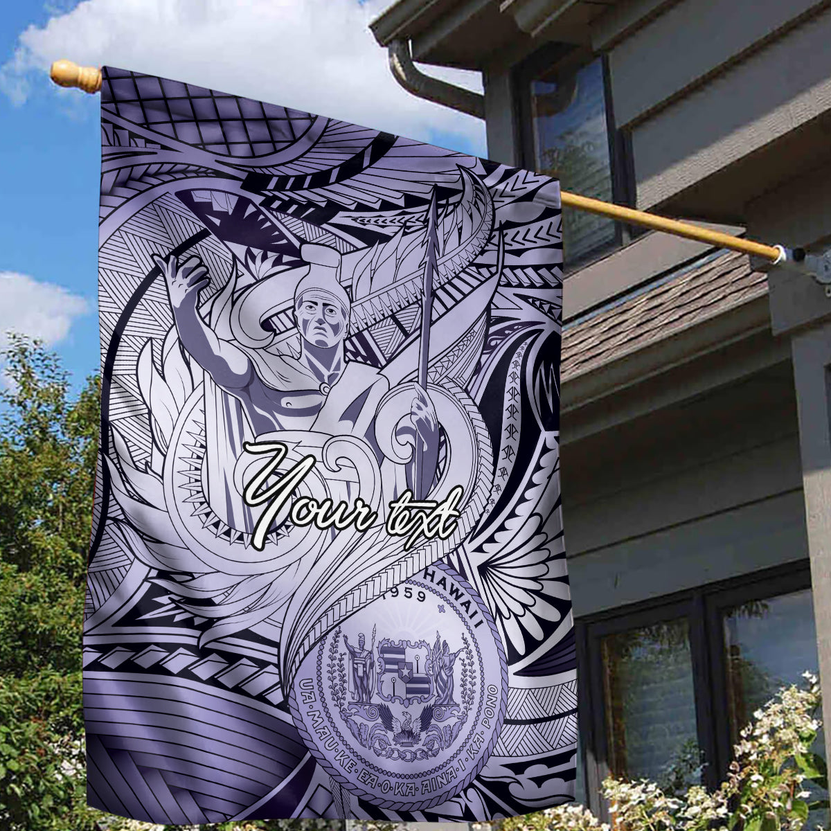Personalised Aloha King Kamehameha Spirits Garden Flag Violet Special