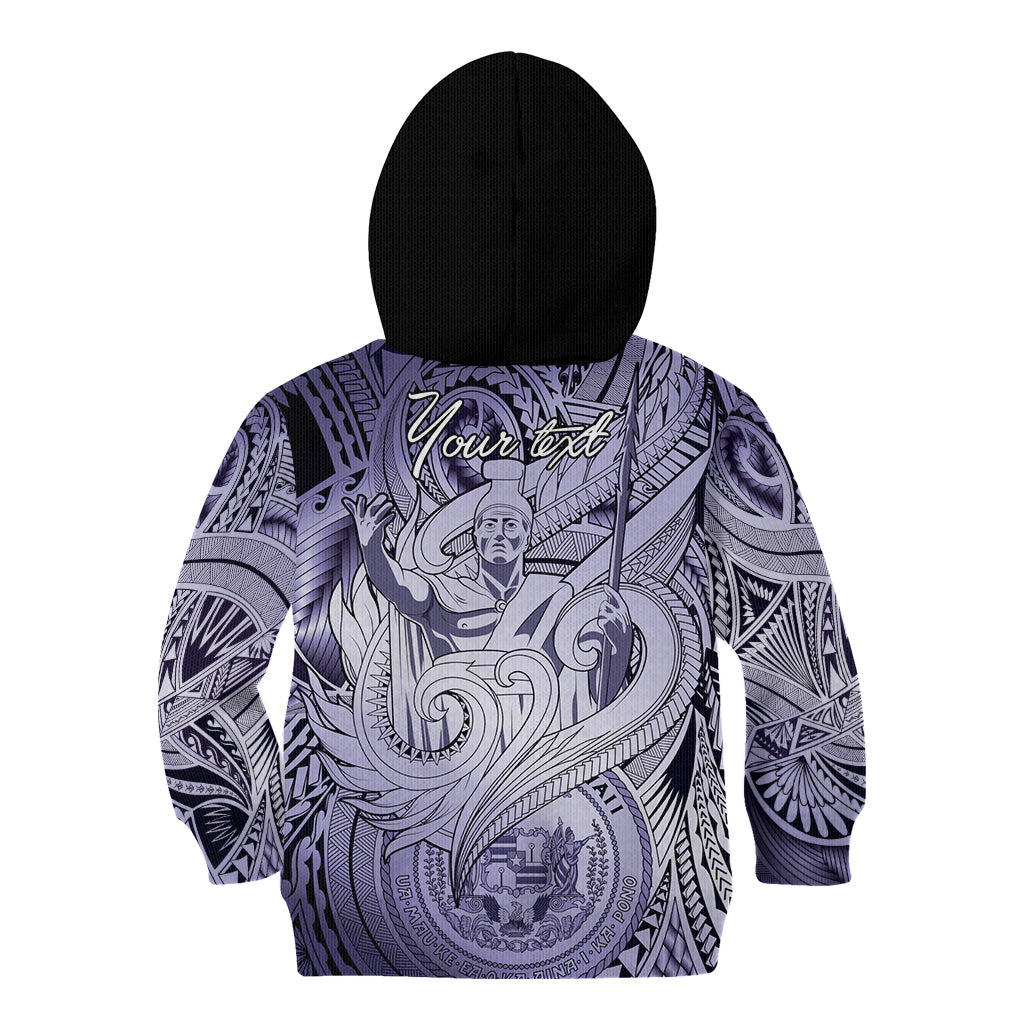Personalised Aloha King Kamehameha Spirits Kid Hoodie Violet Special LT9 - Polynesian Pride