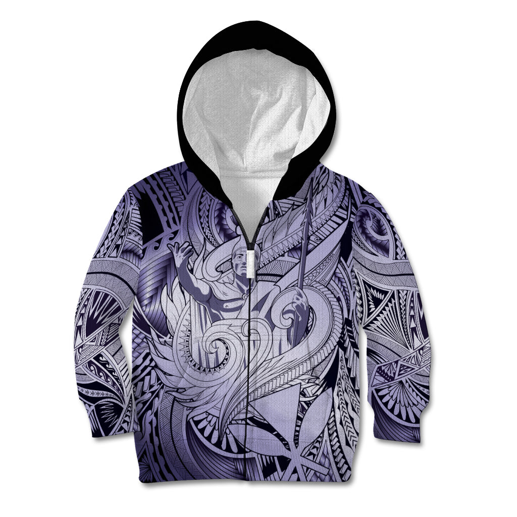 Personalised Aloha King Kamehameha Spirits Kid Hoodie Violet Special LT9 Zip Hoodie Violet - Polynesian Pride