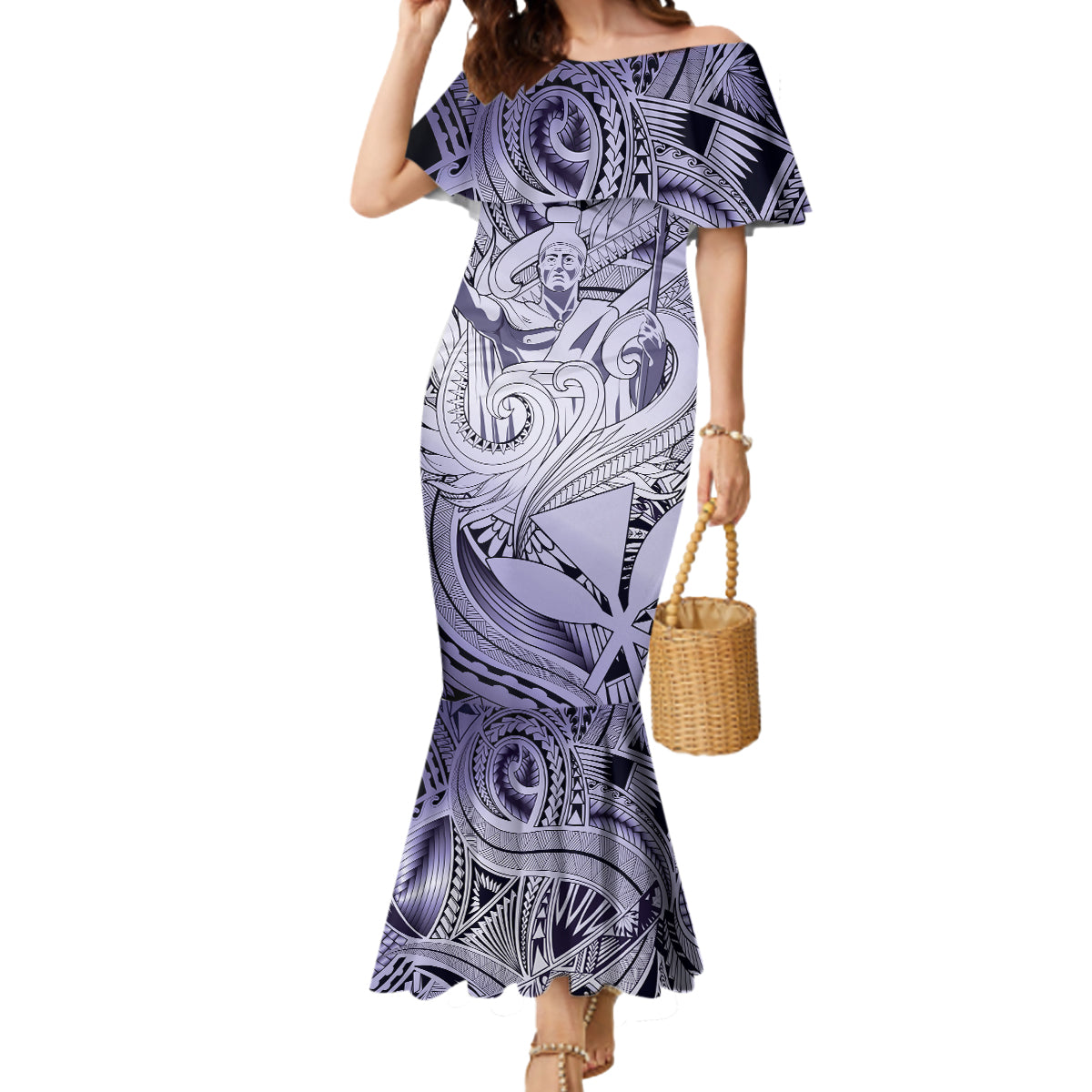 Personalised Aloha King Kamehameha Spirits Mermaid Dress Violet Special LT9 Women Violet - Polynesian Pride