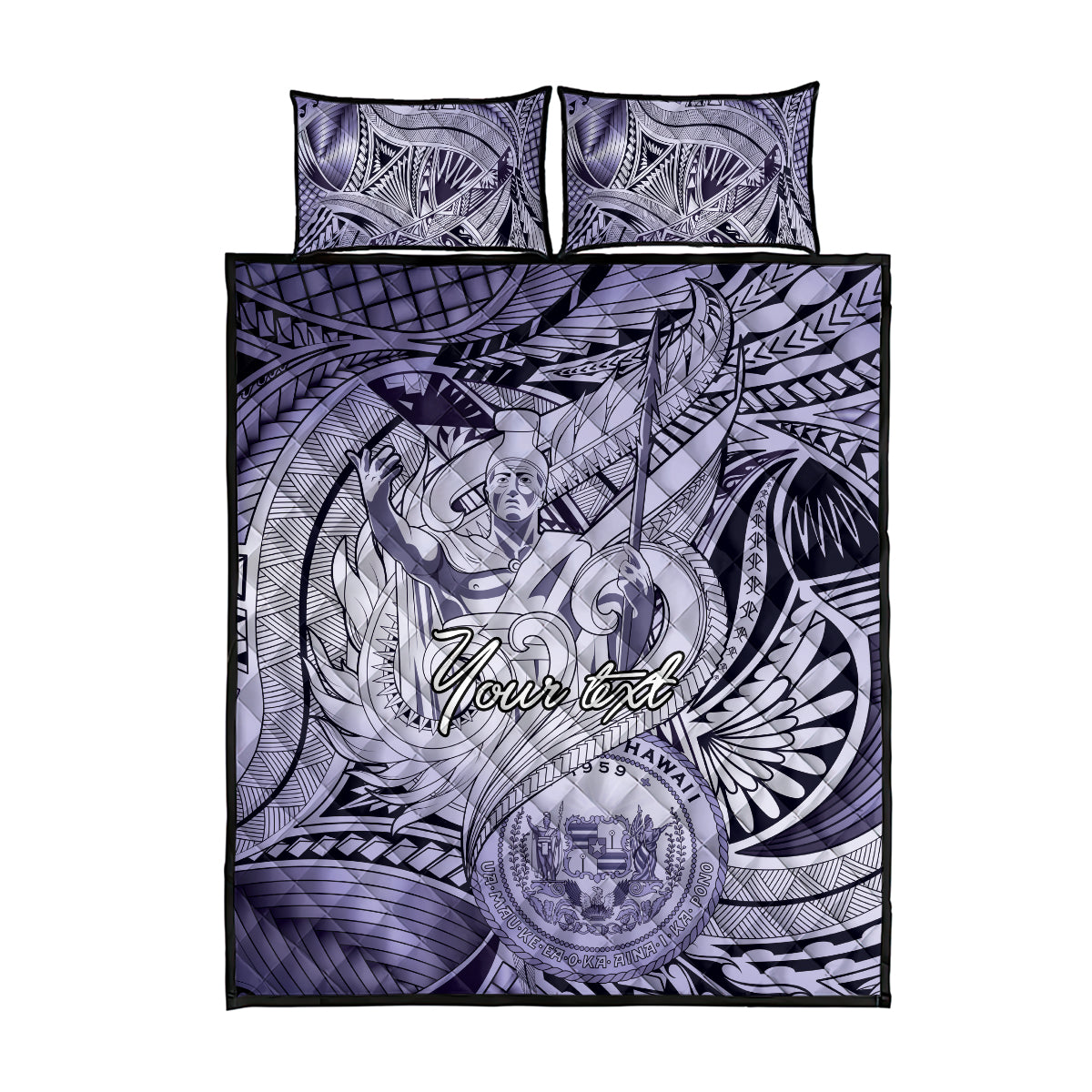Personalised Aloha King Kamehameha Spirits Quilt Bed Set Violet Special